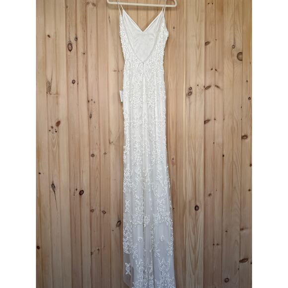 NWT Lulus Everlasting Passion White Sequin Beaded Backless Maxi Dress Bride XXS - Picture 6 of 12